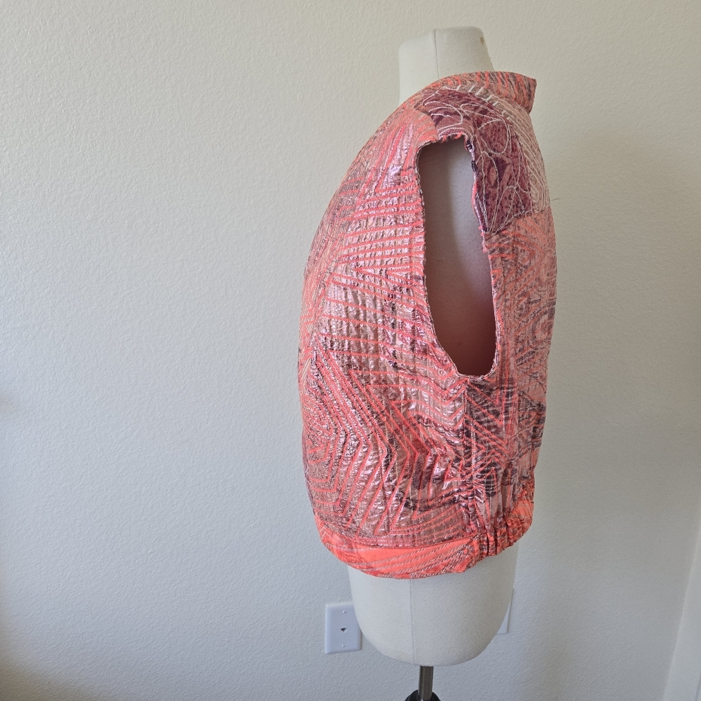 FORTE FORTE Patterned Jacquard Open front Gilet Vest Jacket Cardigan Size 1 Glam - Picture 3 of 16